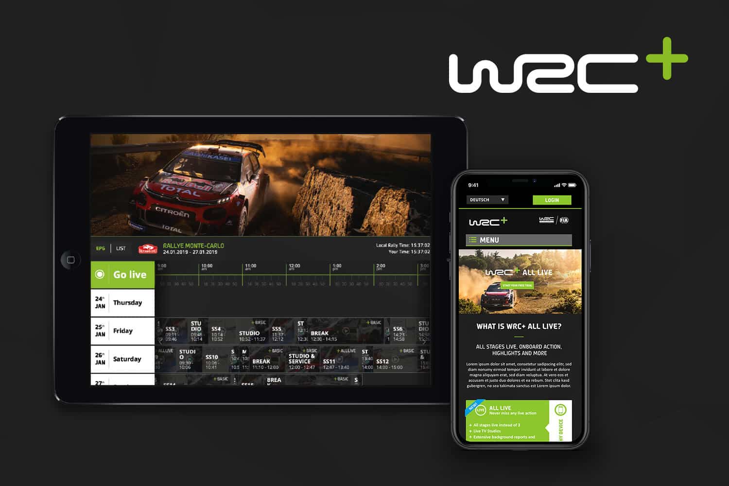 World Rally Championship Webdesign EPG Design Responsive Details